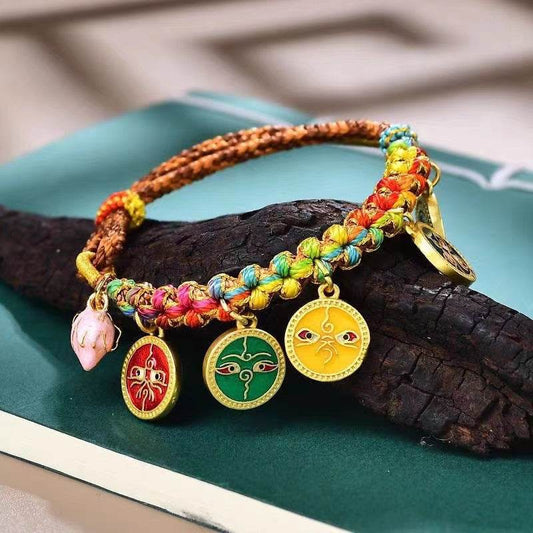 Tibetan - style Five - God of Wealth Rope, Hand - Woven Ethnic Jewelry for Luck - STAR8S