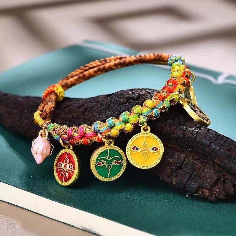 tibetan - style five - god of wealth rope, hand - woven ethnic jewelry for luck - star8s