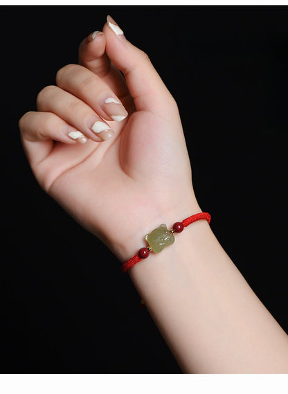 Tiger Power Hetian Jade Bracelet‌ - Red String for Courage & Strength - STAR8S