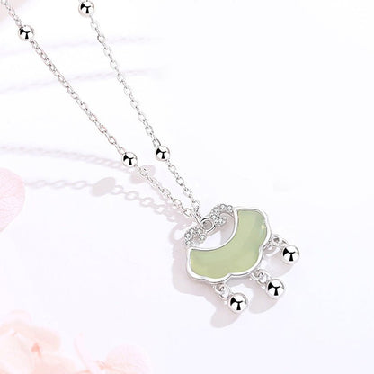 Traditional Necklace with Jade Pendant - 925 Silver Hetian Longevity Lock | STAR8S