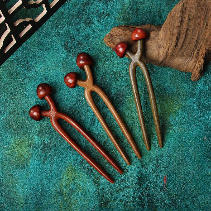 U - shaped Double - pronged Hairpin Made of Lightning - struck Wood, Stylish for Ancient - style & Daily Wear - STAR8S