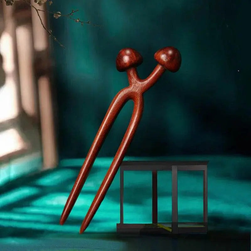 U - shaped Double - pronged Hairpin Made of Lightning - struck Wood, Stylish for Ancient - style & Daily Wear - STAR8S