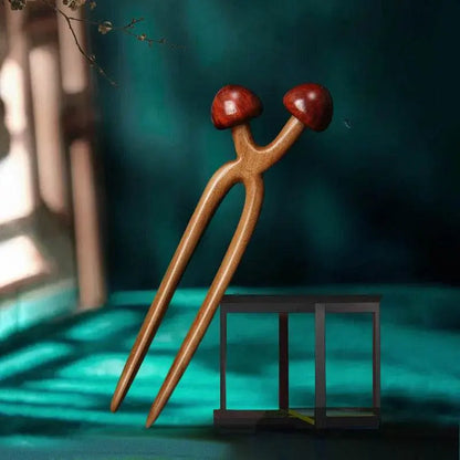 U - shaped Double - pronged Hairpin Made of Lightning - struck Wood, Stylish for Ancient - style & Daily Wear - STAR8S