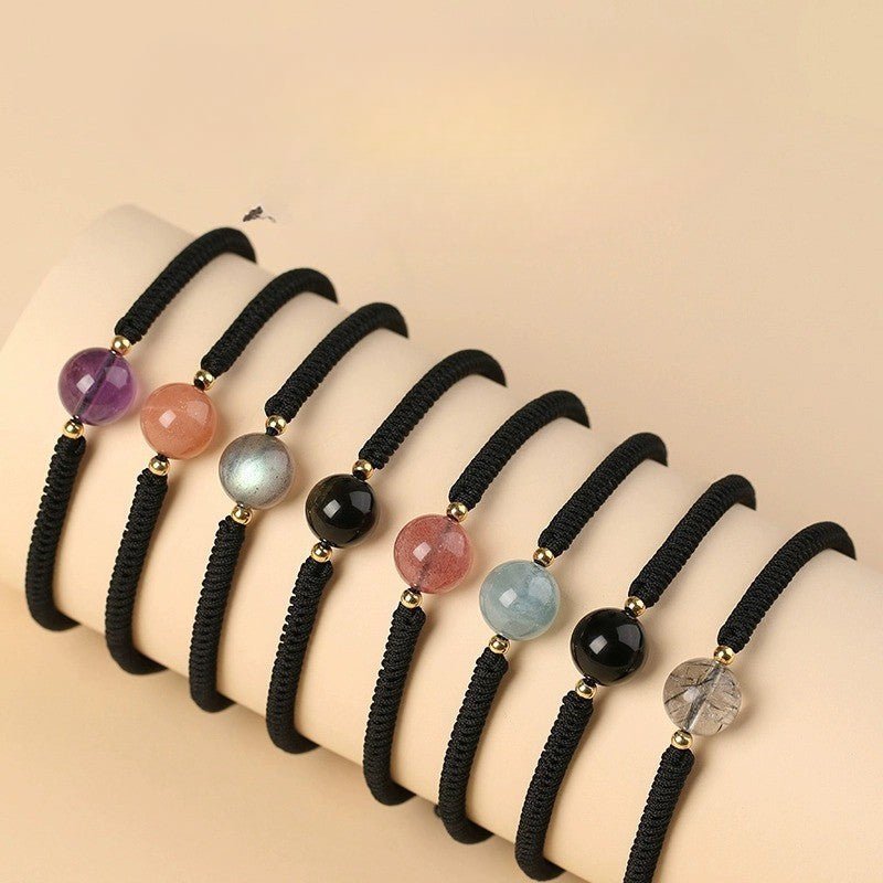 Unique Crystal Bracelet: Twelve Zodiac Strawberry Moonstone | STAR8S