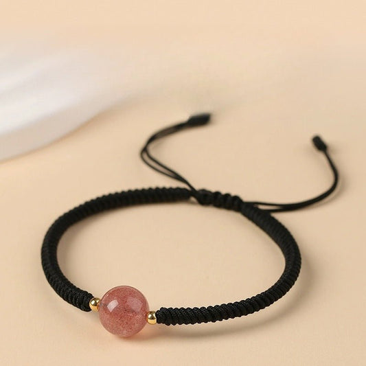 Unique Crystal Bracelet: Twelve Zodiac Strawberry Moonstone | STAR8S