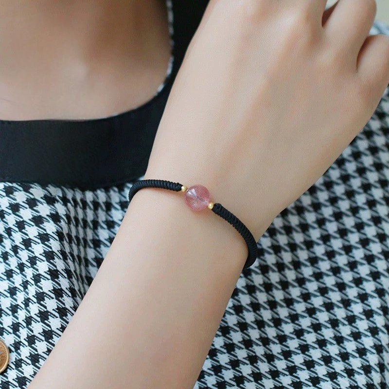 unique crystal bracelet: twelve zodiac strawberry moonstone | star8s