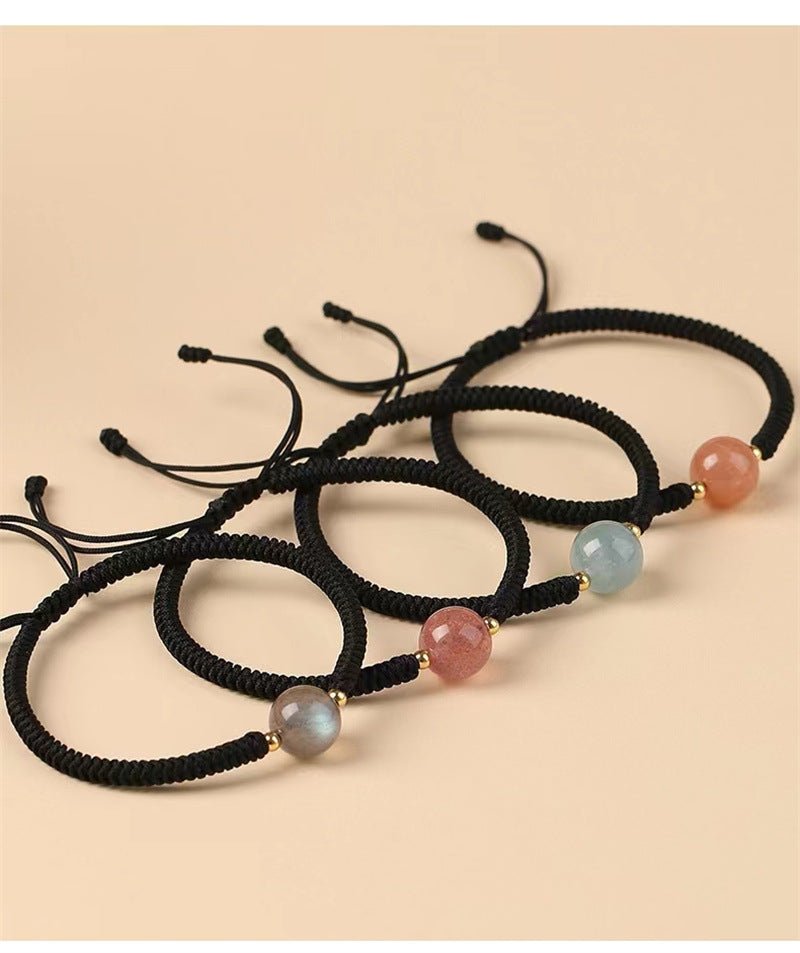 Unique Crystal Bracelet: Twelve Zodiac Strawberry Moonstone | STAR8S