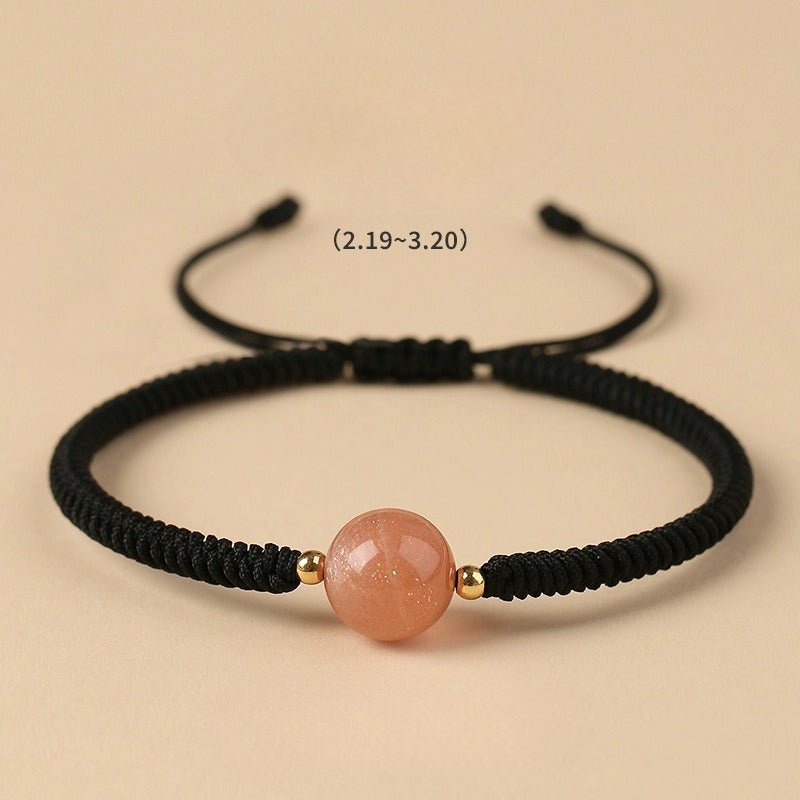 unique crystal bracelet: twelve zodiac strawberry moonstone | star8s