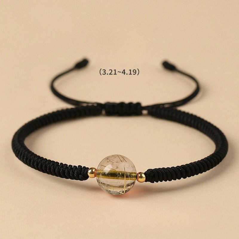 Unique Crystal Bracelet: Twelve Zodiac Strawberry Moonstone | STAR8S