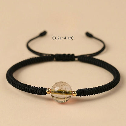 Unique Crystal Bracelet: Twelve Zodiac Strawberry Moonstone | STAR8S