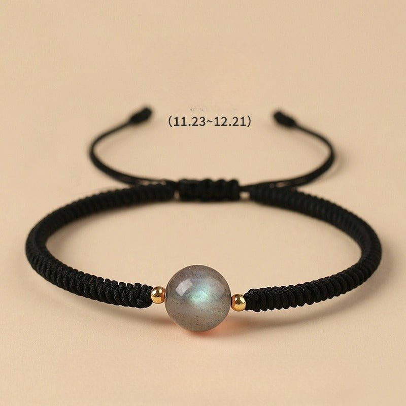 unique crystal bracelet: twelve zodiac strawberry moonstone | star8s