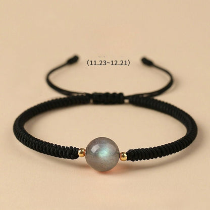 Unique Crystal Bracelet: Twelve Zodiac Strawberry Moonstone | STAR8S