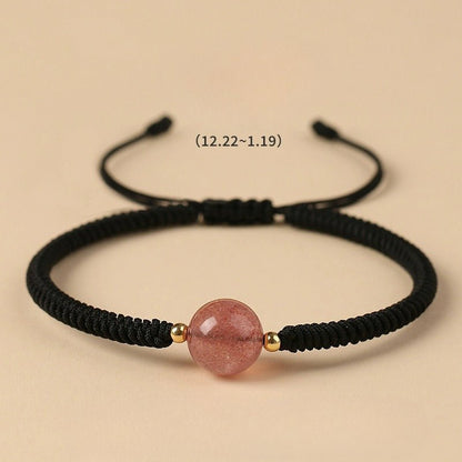 Unique Crystal Bracelet: Twelve Zodiac Strawberry Moonstone | STAR8S