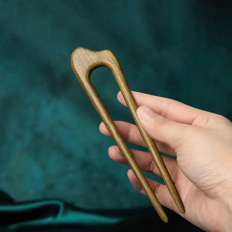 vintage green sandalwood hairpin for princess hairstyles daily gift - star8s