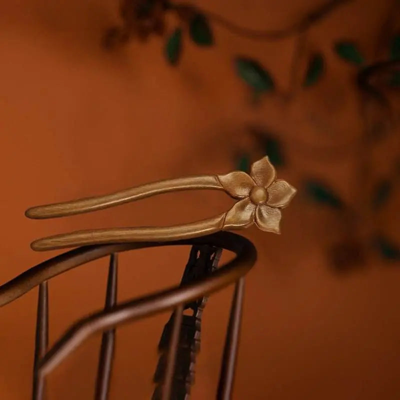 Vintage Handmade Wooden Hairpin for Ethnic Bun Minimalist Style - STAR8S