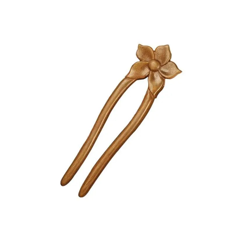 vintage handmade wooden hairpin for ethnic bun minimalist style - star8s