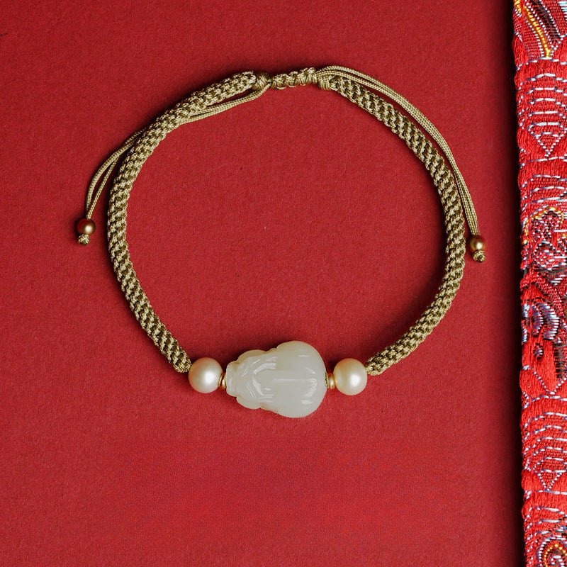 wealth pixiu jade bracelet‌ - hetian jade & red string for money
