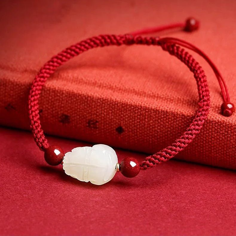 wealth pixiu jade bracelet‌ - hetian jade & red string for money - star8s