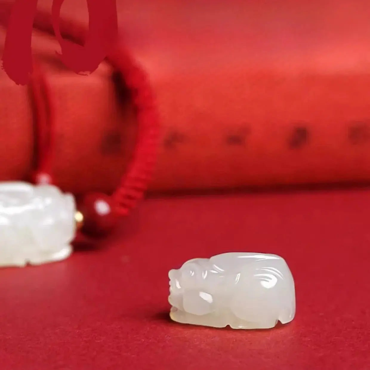 wealth pixiu jade bracelet‌ - hetian jade & red string for money - star8s