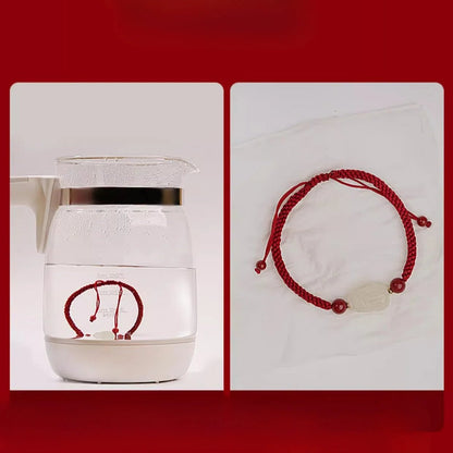 Wealth PiXiu Jade Bracelet‌ - Hetian Jade & Red String for Money - STAR8S
