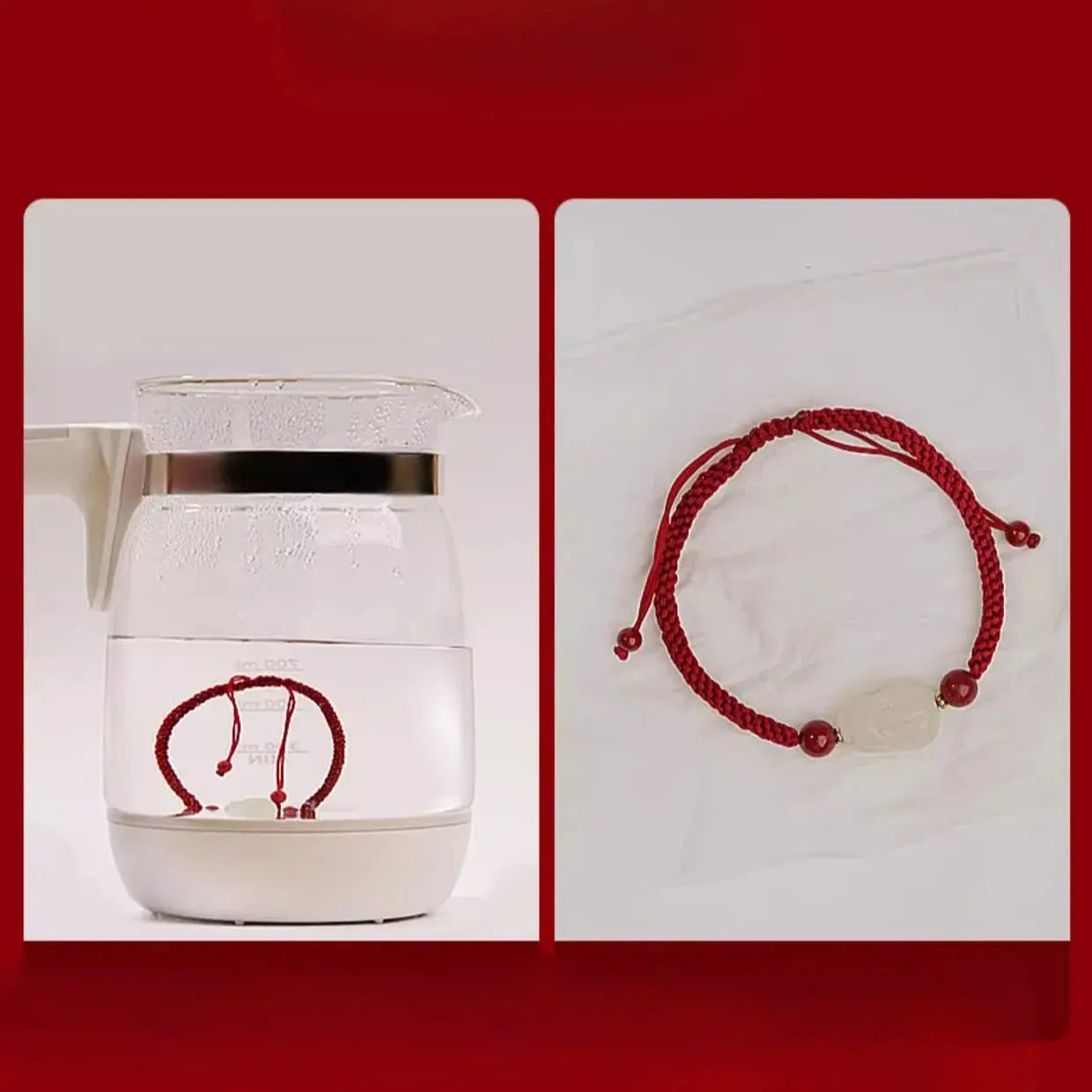 Wealth PiXiu Jade Bracelet‌ - Hetian Jade & Red String for Money - STAR8S
