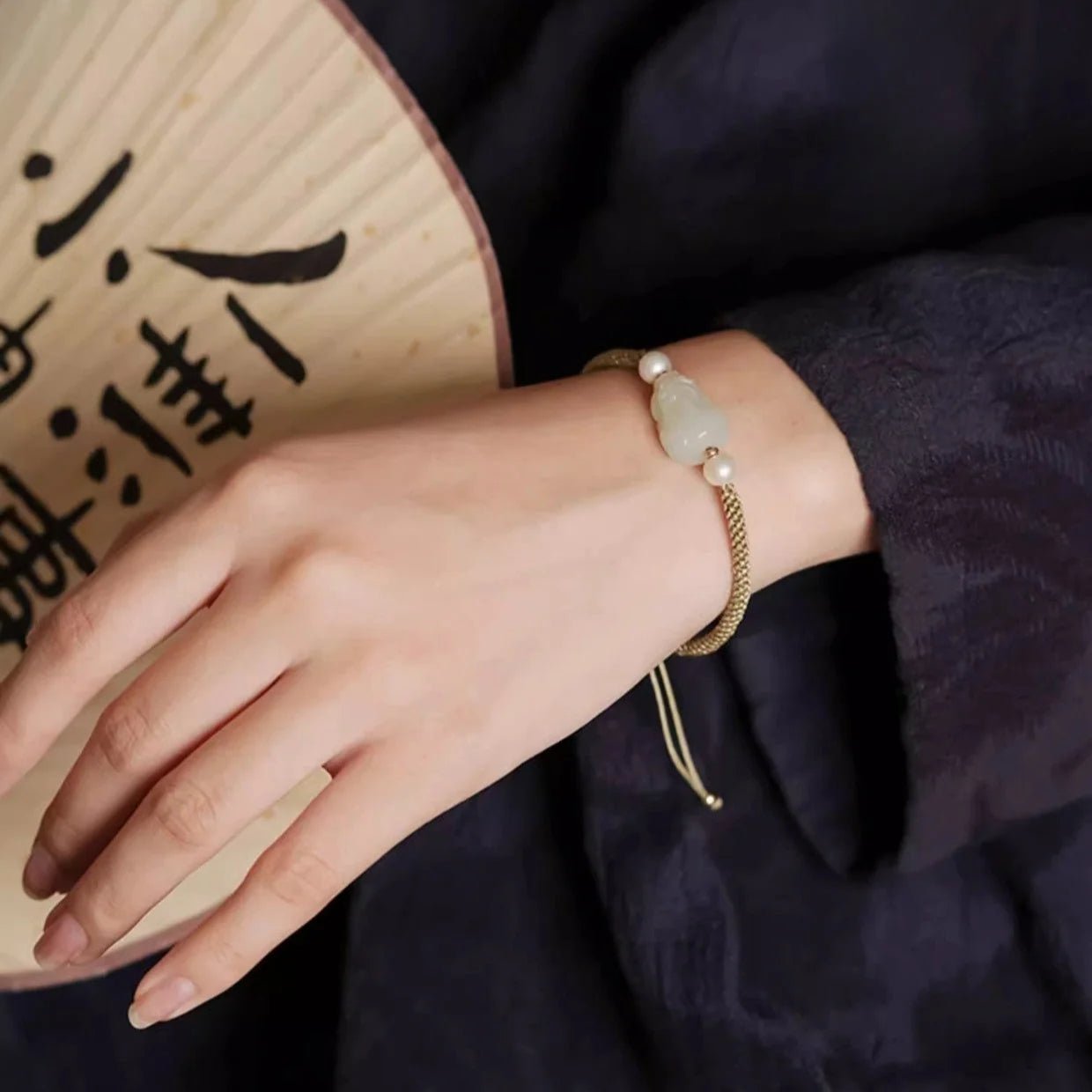 wealth pixiu jade bracelet‌ - hetian jade & red string for money - star8s