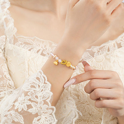 Women's Red String Bracelet: Lotus Chalcedony 925 Silver | STAR8S