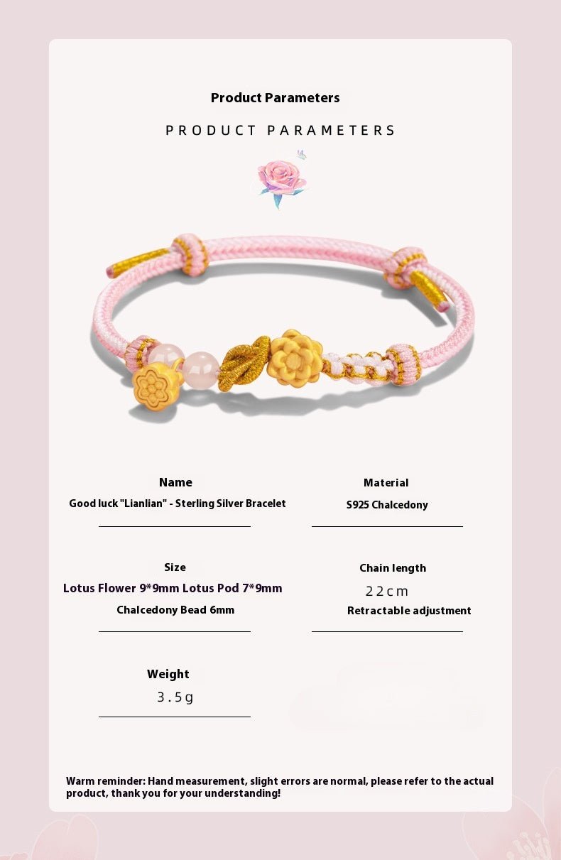 Women's Red String Bracelet: Lotus Chalcedony 925 Silver | STAR8S