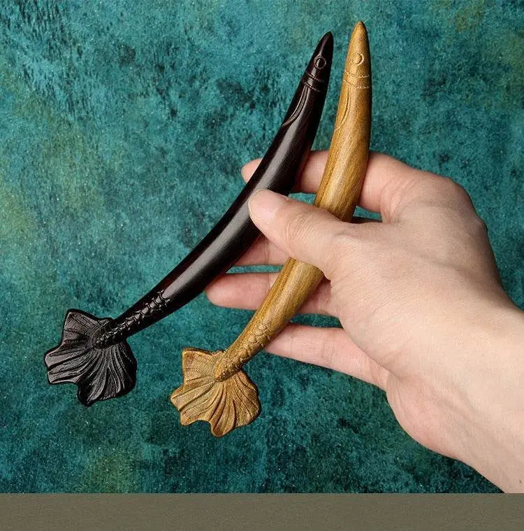 wooden carved hairpin, stylish for hanfu & daily hairstyling - star8s