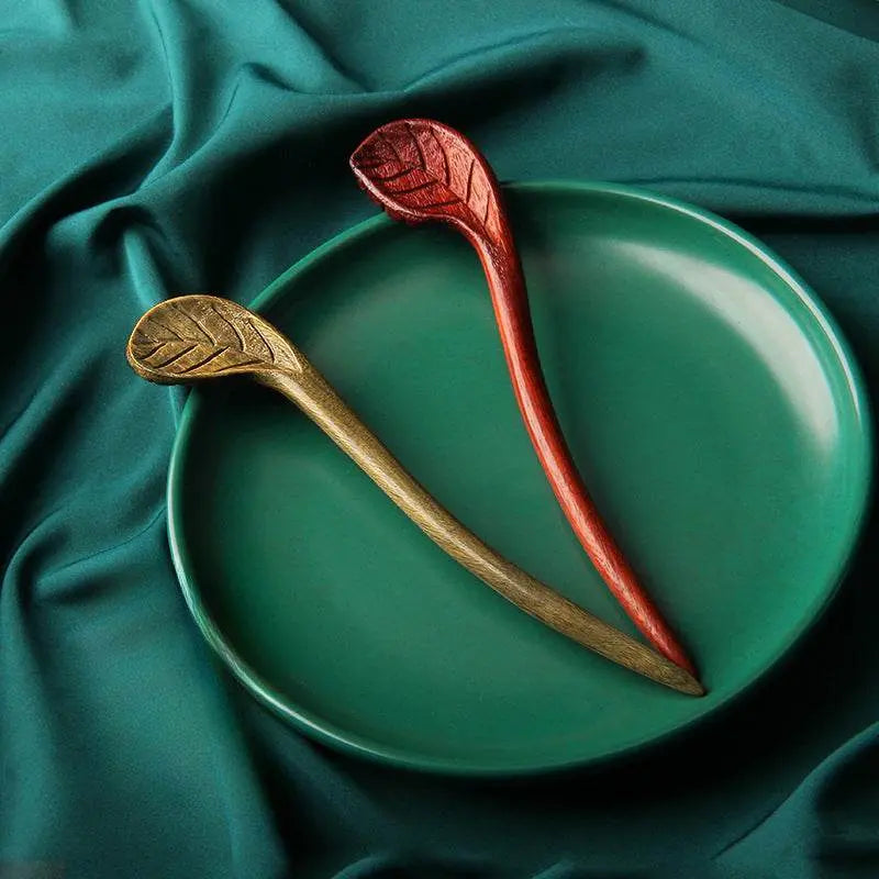 wooden vintage hand carved hairpin premium accessory for bun styling - star8s