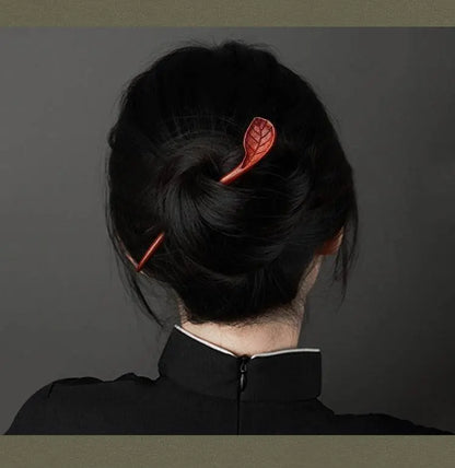 Wooden Vintage Hand Carved Hairpin Premium Accessory for Bun Styling - STAR8S