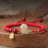Chinese Zodiac Horse Jade Red String Bracelet – 2026 Year of the Horse Hetian for Women & Men