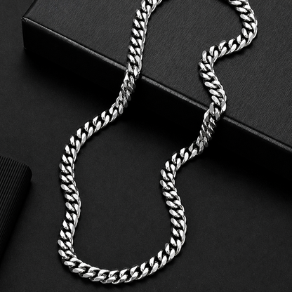 Titanium Steel Cuban Link Chain Necklace for Men Women Unisex 8mm Silver Color 6-Sided Diamond Cut Curb Link Chain Streetwear Hip Hop High Street Heavy Duty Necklaces