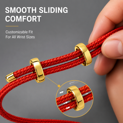 Waterproof Red String Bracelet for Women & Men, Adjustable Braided Stainless Steel Wire Lucky Rope Bracelet with Gold-Tone Clasp, Valentine's Day Gift for Couples