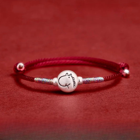 Chinese Zodiac Silver Red String Bracelet Lucky for Women - STAR8S