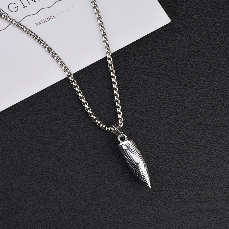 men's bullet pendant necklace titanium stainless steel box chain hip hop streetwear vintage textured spike charm pendant jewelry gift for him high school college men