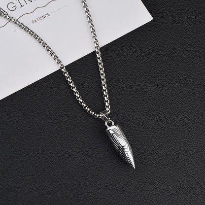 Men's Bullet Pendant Necklace Titanium Stainless Steel Box Chain Hip Hop Streetwear Vintage Textured Spike Charm Pendant Jewelry Gift for Him High School College Men