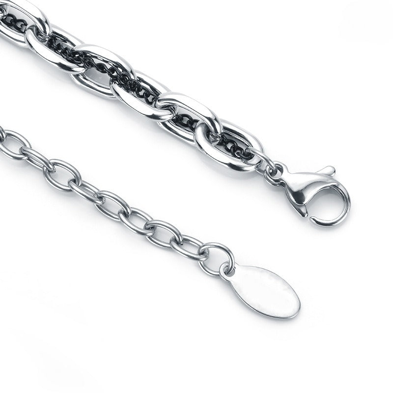 titanium steel black cubic zirconia cross chain bracelet for men women layered cable curb link wristband gothic punk cross charm jewelry eboy egirl y2k aesthetic gift