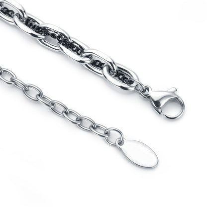 Titanium Steel Black Cubic Zirconia Cross Chain Bracelet for Men Women Layered Cable Curb Link Wristband Gothic Punk Cross Charm Jewelry Eboy Egirl Y2K Aesthetic Gift