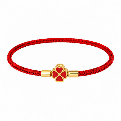 3mm Four Leaf Clover Wire Rope Bracelet Stainless Steel Enamel Lucky Charm Bangle Waterproof Braided Cord Jewelry Gift for Women