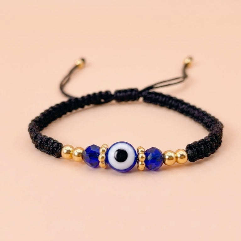 evil eye bracelet for protection handmade woven cord bracelet lucky blue eye amulet talisman jewelry adjustable braided string bracelet gift for men women friends