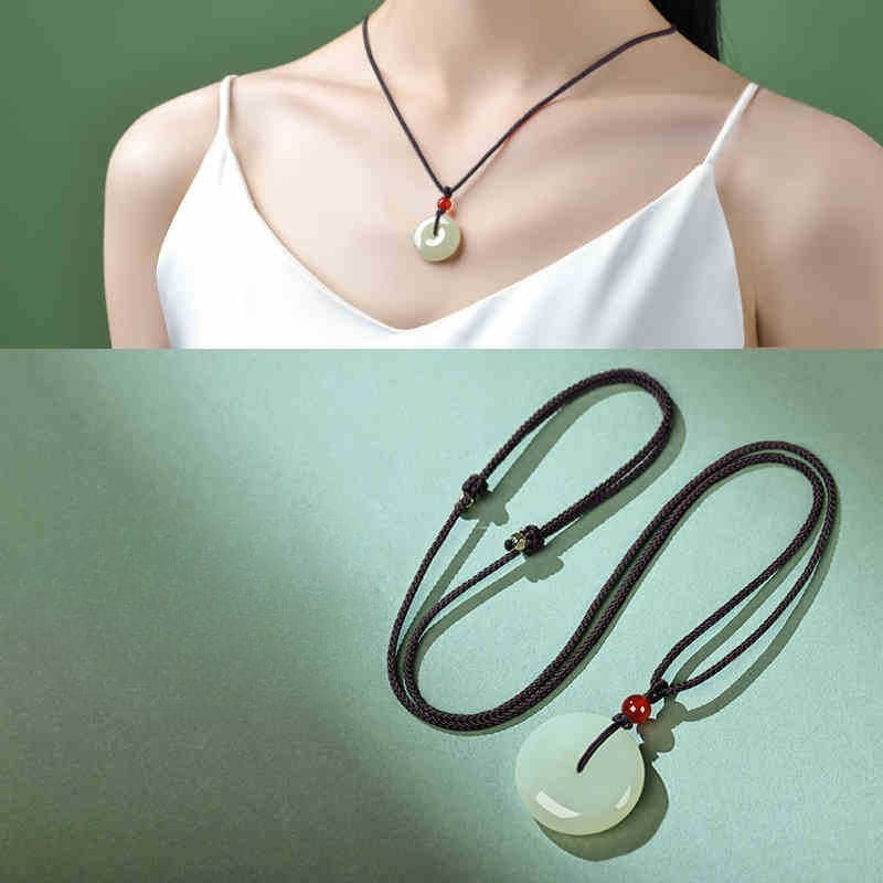 Natural Hetian Jade Ping An Pendant Necklace – Unisex Jade Jewelry - STAR8S