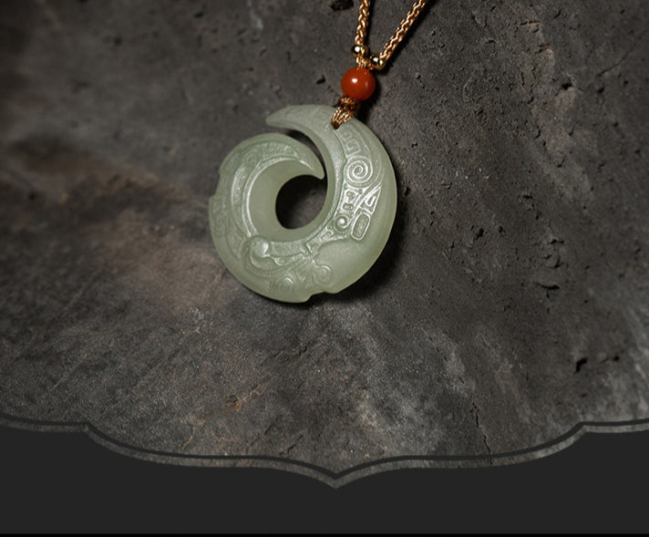 natural hetian jade necklace pendant for men and women - adjustable, unisex jewelry pendant