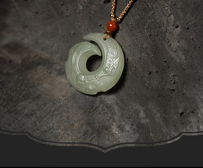 Natural Hetian Jade Necklace Pendant for Men and Women - Adjustable, Unisex Jewelry Pendant