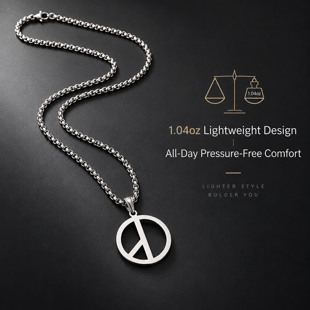 men's peace sign pendant necklace stainless steel box chain hip hop streetwear vintage anti-war symbol charm pendant jewelry gift for men women unisex
