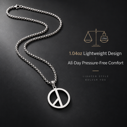 Men's Peace Sign Pendant Necklace Stainless Steel Box Chain Hip Hop Streetwear Vintage Anti-War Symbol Charm Pendant Jewelry Gift for Men Women Unisex