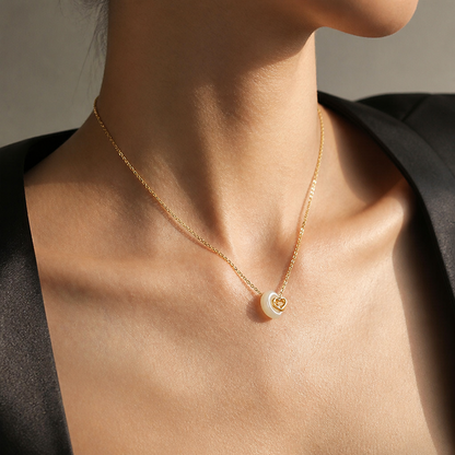 Hetian Jade Heart Necklace - S925 Sterling Silver Romantic Gift STAR8S