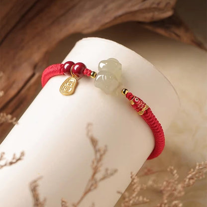 Chinese Zodiac Horse Jade Red String Bracelet – 2026 Year of the Horse Hetian for Women & Men - STAR8S