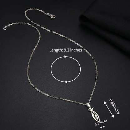Stainless Steel Jesus Fish Pendant Necklace for Women Men Ichthys Christian Necklace Religious Faith Jewelry Gift Titanium Steel Holy Symbol O-Chain Choker Comfort Fit Silver Tone