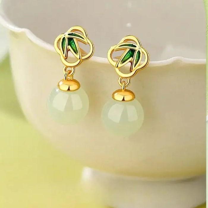 jade stud  bamboo earrings